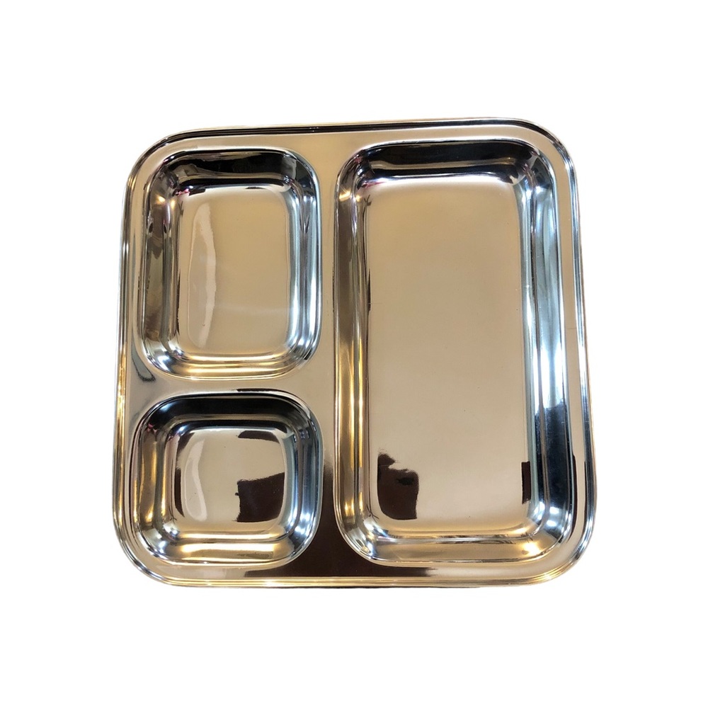 One (1) Ecozoi 3-Section Divided Plate / Compartment Tray 10" x 10" Portion Co.